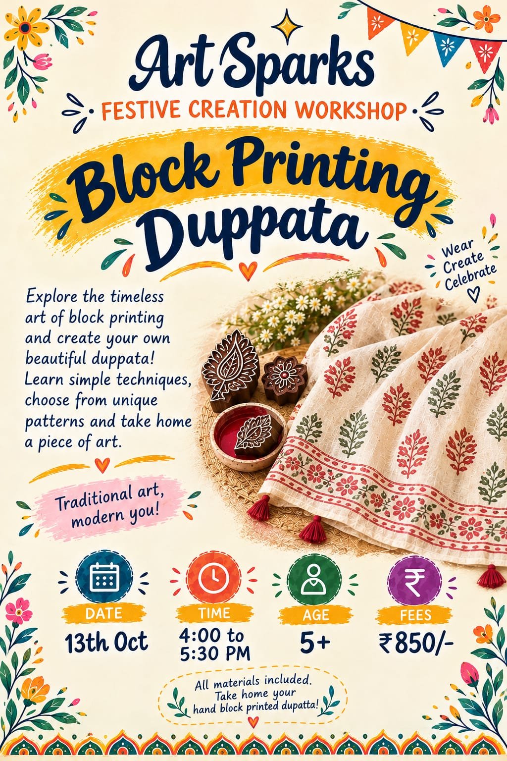 Block Printing Dupatta Workshop